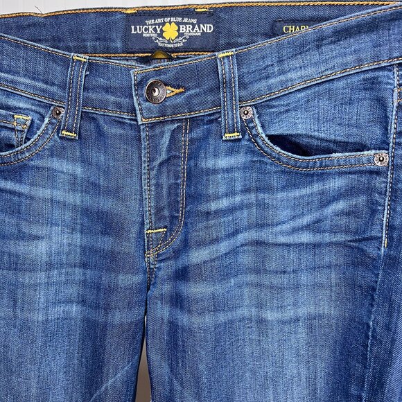 Lucky Brand Dark Wash Charlie Flare Jeans Classic Blue Denim Bell Bottoms - Picture 4 of 12